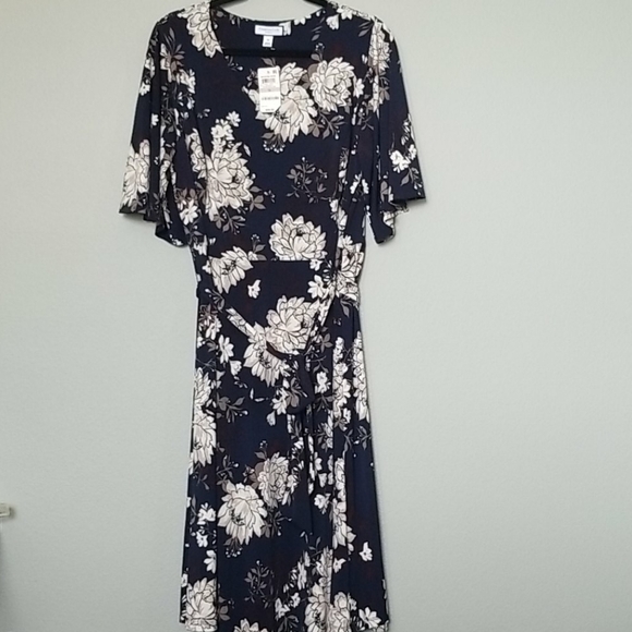 Charter club classy floral plus midi dress NWT 1X - Picture 1 of 7
